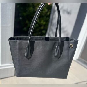 DAGNE DOVER Legend Signature Tote Coated Canvas Onyx Black Purse Handbag Large